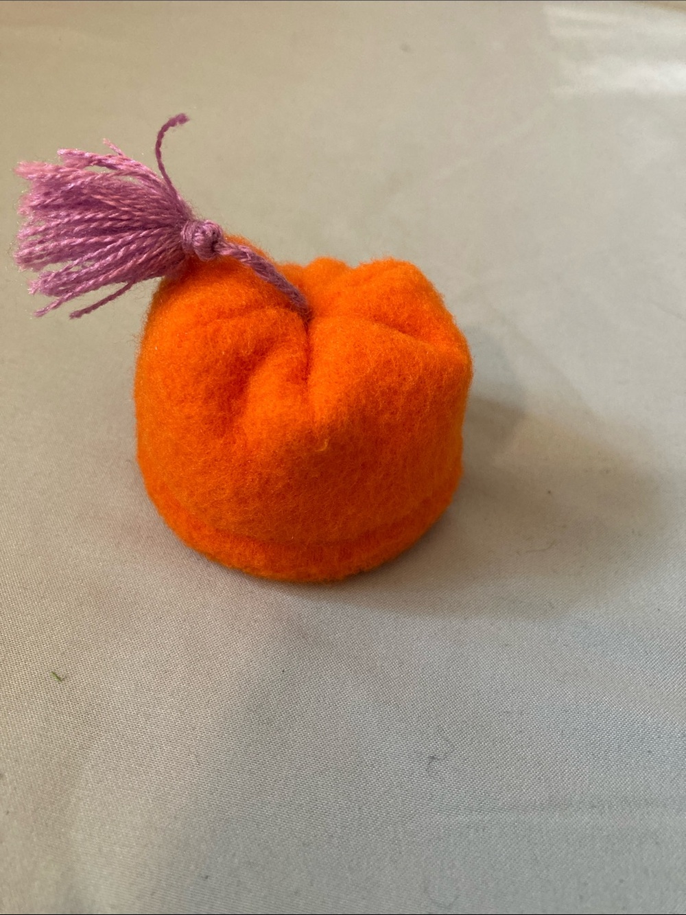 American Girl Orange Felt Doll Hat with Purple Tassel